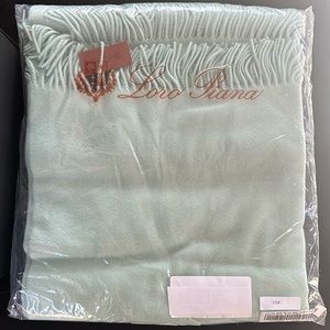 Lori Piana Fringed embroidered cashmere throw - light green